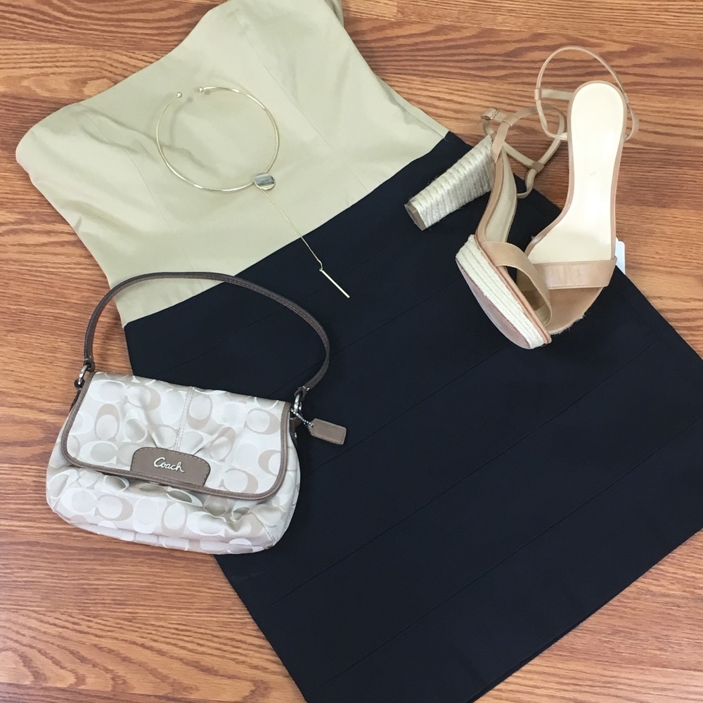 Theory Trela Colorblock Khaki & Navy Dress NWT - Picture 2 of 8